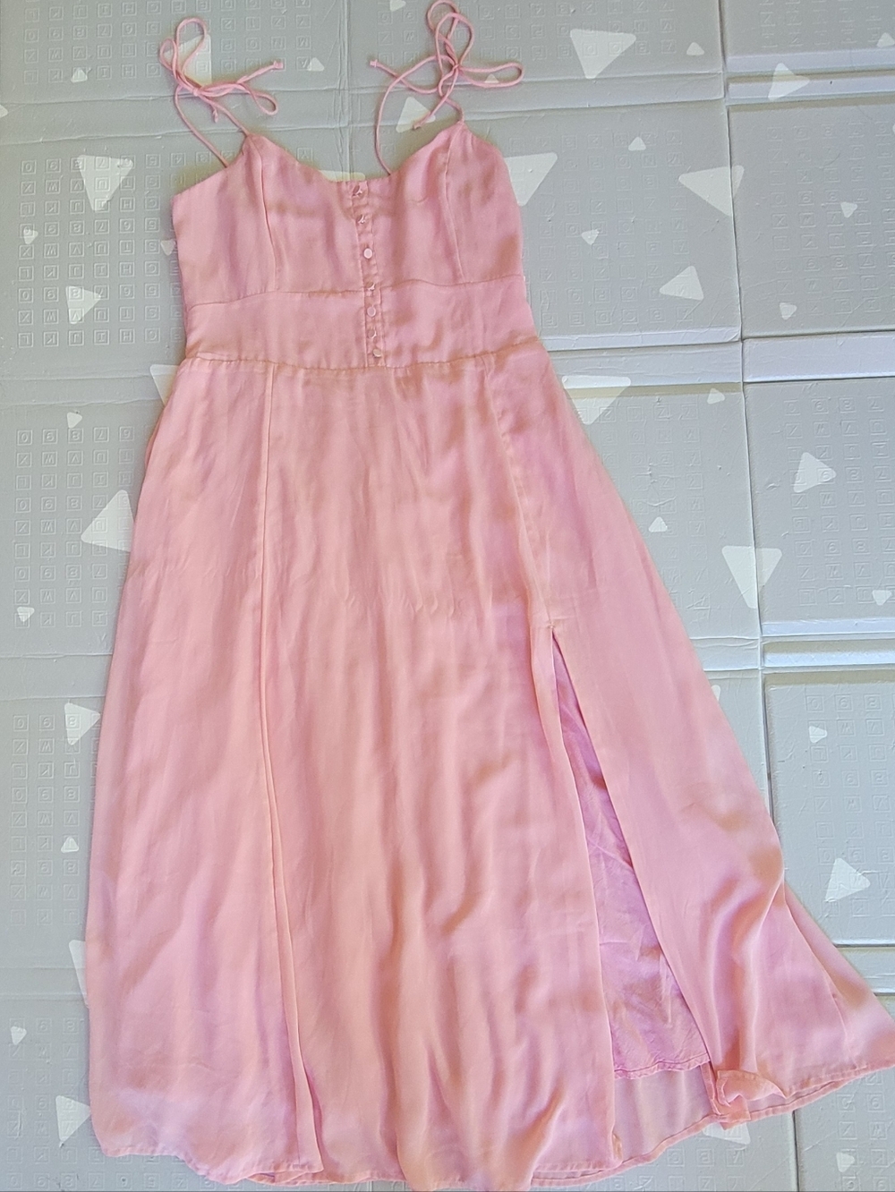 Abercrombie Pink Tie-Shoulder Button-Front Sundress Large